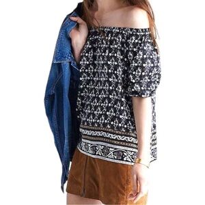 Madewell 100% Silk Gardenhouse Off the Shoulder Top in Abstract Floral